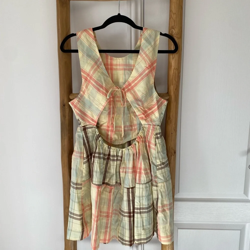 NWT! LyreBird Sleeveless Plaid Nap Mini Dress Size Small 100% Cotton Summer Boho